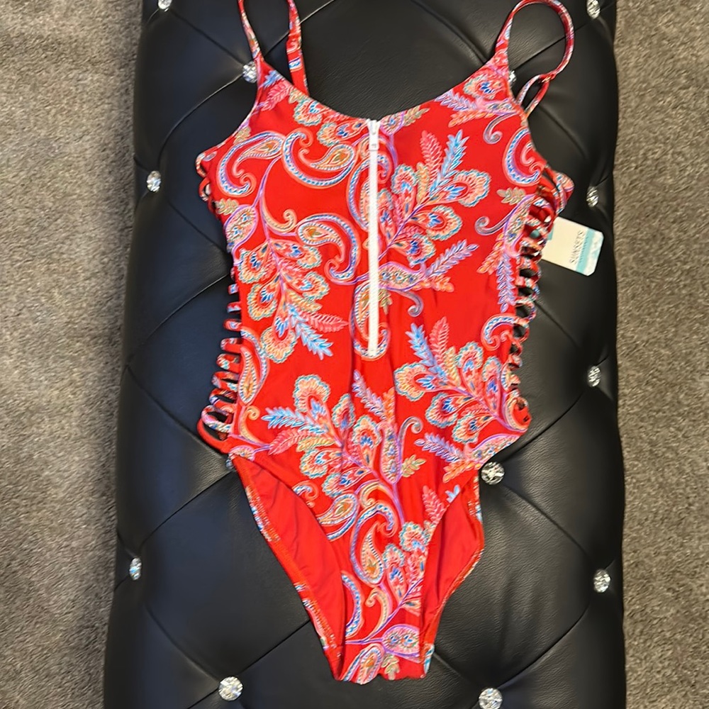 Everything But Water Cutout and zippered one piece